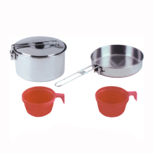 Stainless steel camping frying pan travel saucepan set